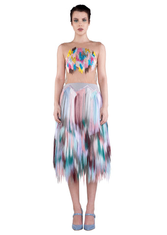 FRONT embellished zigzag midi skirt- purple, teal, white, blue, pink  
