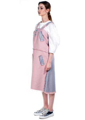 Krasimira-Stoyneva-bi-colour-midi-dress-with-frayed-edges